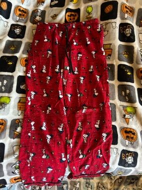 Womens Red Snoopy Print Pajama Pants